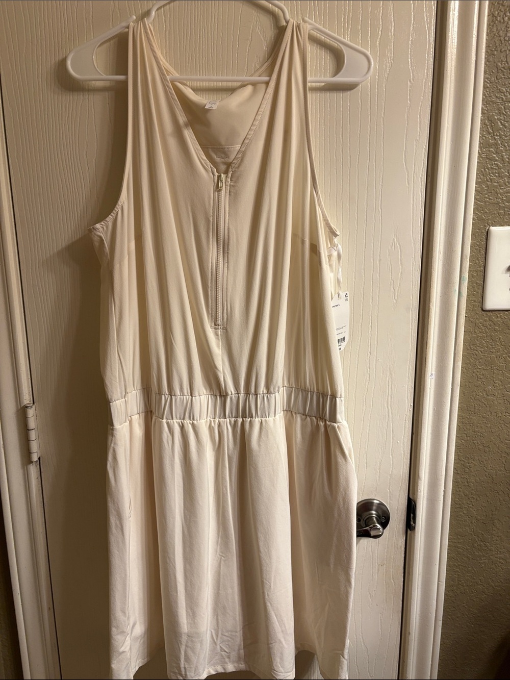 STYLUS Cream Sleeveless Zip-Front Midi Dress